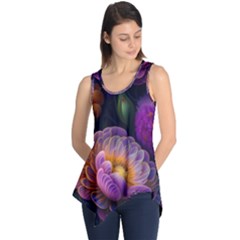 Ai Generated Flowers Plants Petals Buds Sleeveless Tunic by Ravend