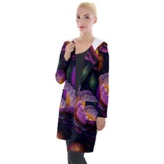 Ai Generated Flowers Plants Petals Buds Hooded Pocket Cardigan by Ravend