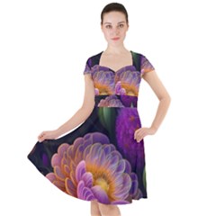 Ai Generated Flowers Plants Petals Buds Cap Sleeve Midi Dress by Ravend