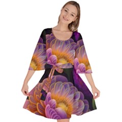 Ai Generated Flowers Plants Petals Buds Velour Kimono Dress by Ravend