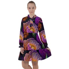 Ai Generated Flowers Plants Petals Buds All Frills Chiffon Dress by Ravend