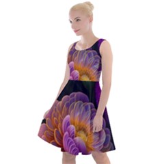 Ai Generated Flowers Plants Petals Buds Knee Length Skater Dress by Ravend