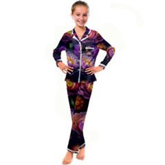 Ai Generated Flowers Plants Petals Buds Kid s Satin Long Sleeve Pajamas Set by Ravend