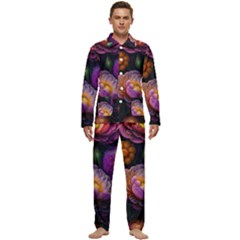 Ai Generated Flowers Plants Petals Buds Men s Long Sleeve Velvet Pocket Pajamas Set by Ravend