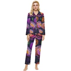 Ai Generated Flowers Plants Petals Buds Womens  Long Sleeve Velvet Pocket Pajamas Set by Ravend