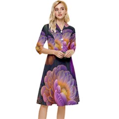 Ai Generated Flowers Plants Petals Buds Classy Knee Length Dress by Ravend