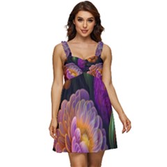 Ai Generated Flowers Plants Petals Buds Ruffle Strap Babydoll Chiffon Dress by Ravend