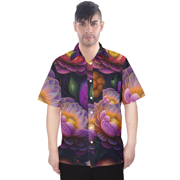 Ai Generated Flowers Plants Petals Buds Men s Hawaii Shirt