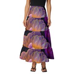 Ai Generated Flowers Plants Petals Buds Tiered Ruffle Maxi Skirt by Ravend