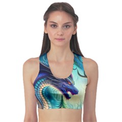 Ai Generated Dragon Fractal Art Texture Sports Bra by Ravend