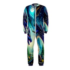 Ai Generated Dragon Fractal Art Texture Onepiece Jumpsuit (kids) by Ravend