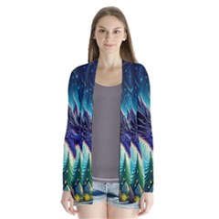 Ai Generated Dragon Fractal Art Texture Drape Collar Cardigan by Ravend