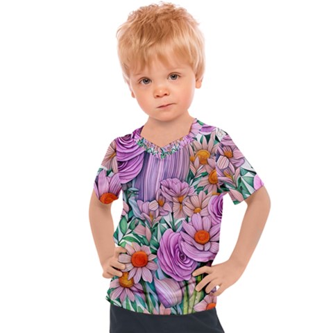 Bright And Brilliant Bouquet Kids  Sports Tee by GardenOfOphir