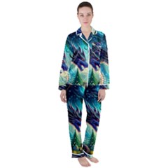 Ai Generated Dragon Fractal Art Texture Women s Long Sleeve Satin Pajamas Set	 by Ravend