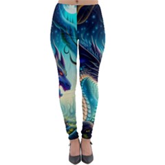 Ai Generated Dragon Fractal Art Texture Lightweight Velour Leggings by Ravend