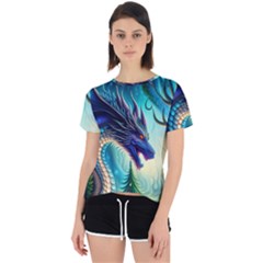 Ai Generated Dragon Fractal Art Texture Open Back Sport Tee by Ravend