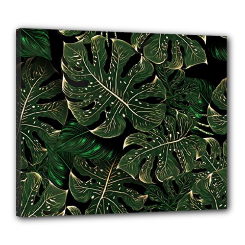 Monstera Plant Tropical Jungle Leaves Pattern Canvas 24  X 20  (stretched) by Ravend