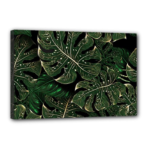 Monstera Plant Tropical Jungle Leaves Pattern Canvas 18  X 12  (stretched) by Ravend