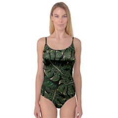 Monstera Plant Tropical Jungle Leaves Pattern Camisole Leotard  by Ravend