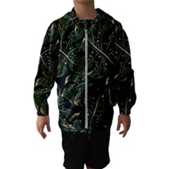 Monstera Plant Tropical Jungle Leaves Pattern Kids  Hooded Windbreaker by Ravend