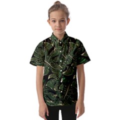 Monstera Plant Tropical Jungle Leaves Pattern Kids  Short Sleeve Shirt by Ravend