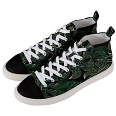 Monstera Plant Tropical Jungle Leaves Pattern Men s Mid-top Canvas Sneakers by Ravend