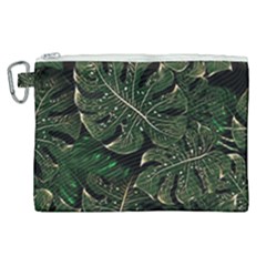 Monstera Plant Tropical Jungle Leaves Pattern Canvas Cosmetic Bag (xl) by Ravend