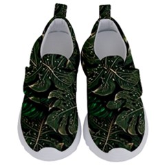 Monstera Plant Tropical Jungle Leaves Pattern Kids  Velcro No Lace Shoes by Ravend