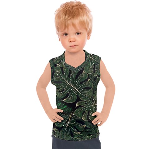 Monstera Plant Tropical Jungle Leaves Pattern Kids  Sport Tank Top by Ravend