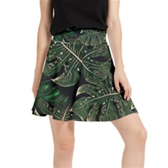 Monstera Plant Tropical Jungle Leaves Pattern Waistband Skirt by Ravend