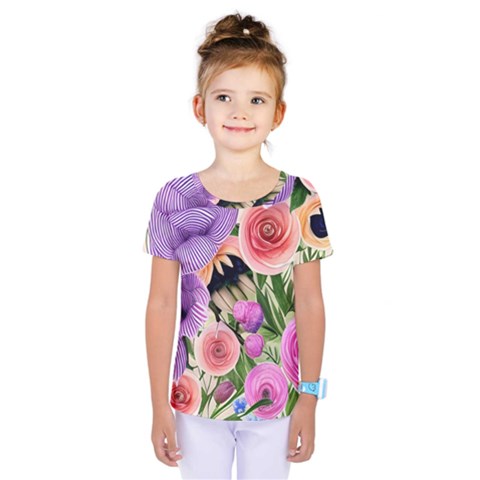 Brittle And Broken Blossoms Kids  One Piece Tee by GardenOfOphir