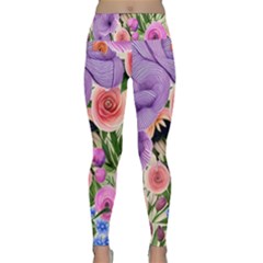 Brittle And Broken Blossoms Lightweight Velour Classic Yoga Leggings by GardenOfOphir