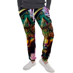 Ai Generated Paisley Pattern Feline Floral Men s Jogger Sweatpants by Ravend