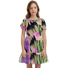 Brittle And Broken Blossoms Kids  Puff Sleeved Dress by GardenOfOphir