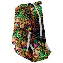 Ai Generated Paisley Pattern Feline Floral Travelers  Backpack by Ravend