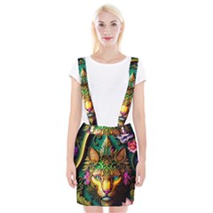 Ai Generated Paisley Pattern Feline Floral Braces Suspender Skirt by Ravend