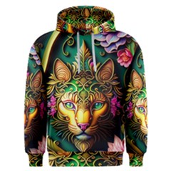 Ai Generated Paisley Pattern Feline Floral Men s Overhead Hoodie