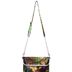 Ai Generated Paisley Pattern Feline Floral Mini Crossbody Handbag by Ravend