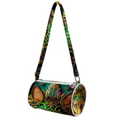 Ai Generated Paisley Pattern Feline Floral Mini Cylinder Bag by Ravend