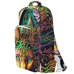 Ai Generated Paisley Pattern Feline Floral Double Compartment Backpack by Ravend