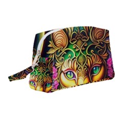 Ai Generated Paisley Pattern Feline Floral Wristlet Pouch Bag (medium) by Ravend