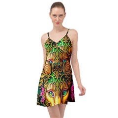 Ai Generated Paisley Pattern Feline Floral Summer Time Chiffon Dress by Ravend