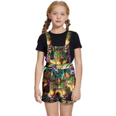 Ai Generated Paisley Pattern Feline Floral Kids  Short Overalls by Ravend