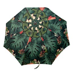 Flowers Monstera Foliage Tropical Jungle Drawing Folding Umbrellas by Ravend