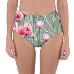 Pure And Radiant Watercolor Flowers Reversible High-waist Bikini Bottoms by GardenOfOphir