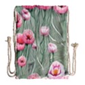 Pure And Radiant Watercolor Flowers Drawstring Bag (Large) View2