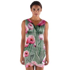 Pure And Radiant Watercolor Flowers Wrap Front Bodycon Dress by GardenOfOphir