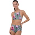 Pure And Radiant Watercolor Flowers High Waist Tankini Set View1