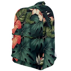 Flowers Monstera Foliage Tropical Jungle Drawing Classic Backpack by Ravend