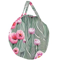 Pure And Radiant Watercolor Flowers Giant Round Zipper Tote